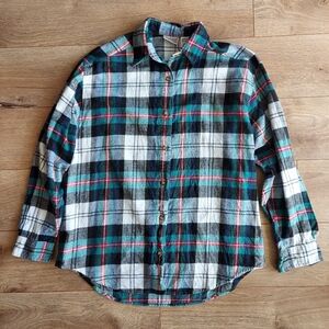 Women's Black and Teal Flannel